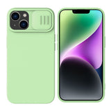 Husa pentru iPhone 15 Plus, Nillkin CamShield Silky MagSafe Silicone, verde