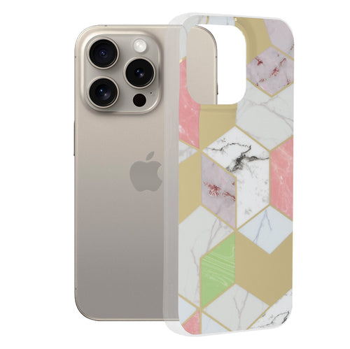 Husa pentru iPhone 15 Pro Max, Techsuit Marble Series, mov