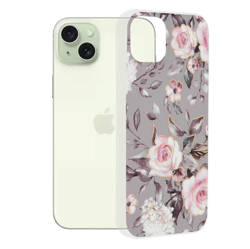 Husa pentru iPhone 15 Plus, Techsuit Marble Series, gri