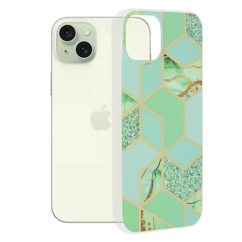 Husa pentru iPhone 15 Plus, Techsuit Marble Series, verde