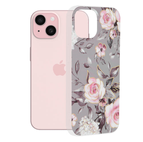 Husa pentru iPhone 15, Techsuit Marble Series, gri