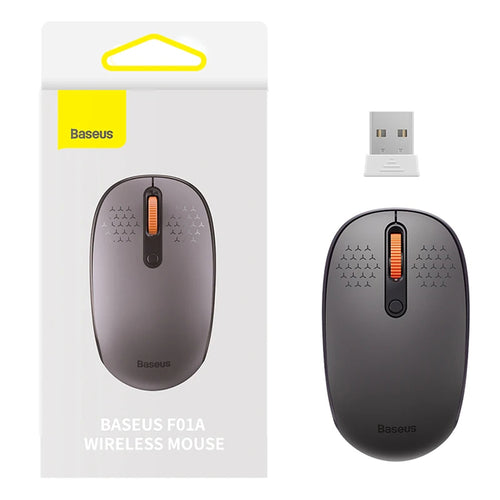 Mouse wireless Baseus F01A (B01055502833-00), Ergonomic, Smart Sleep Mode, 800/1000/1600DPI Reglabil, gri