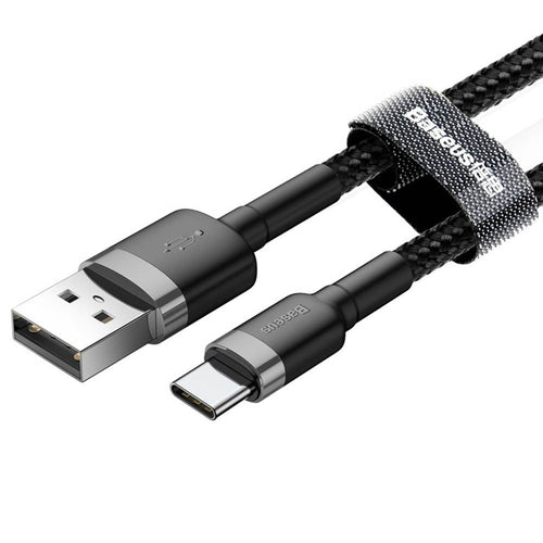 Cablu Baseus de date Cafule (Catklf-AG1), USB to Type-C, Incarcare rapida, 3A, 480Mbps, 0.5m, negru;gri