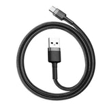 Cablu Baseus de date Cafule (Catklf-AG1), USB to Type-C, Incarcare rapida, 3A, 480Mbps, 0.5m, negru;gri