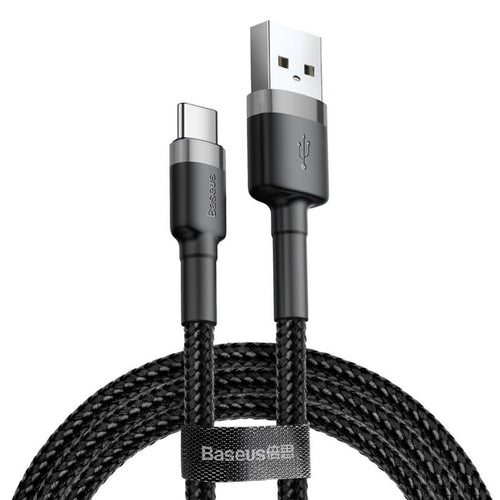 Cablu Baseus de date Cafule (Catklf-AG1), USB to Type-C, Incarcare rapida, 3A, 480Mbps, 0.5m, negru;gri