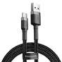 Cablu Baseus de date Cafule (Catklf-AG1), USB to Type-C, Incarcare rapida, 3A, 480Mbps, 0.5m, negru;gri