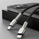 Cablu Baseus de date Cafule Series Metal (Catljk-A01), Type-C to Lightning, Incarcare rapida PD20W, 480Mbps, 2.4A, 1m, negru
