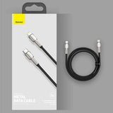 Cablu Baseus de date Cafule Series Metal (Catljk-A01), Type-C to Lightning, Incarcare rapida PD20W, 480Mbps, 2.4A, 1m, negru
