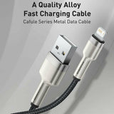 Cablu Baseus de date Cafule Series Metal (Caljk-A01), USB to Lightning, 2.4A, 480Mbps, 1m, negru