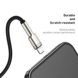 Cablu Baseus de date Cafule Series Metal (Caljk-01), USB to Lightning, 2.4A, 480Mbps, 25cm, negru