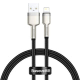 Cablu Baseus de date Cafule Series Metal (Caljk-01), USB to Lightning, 2.4A, 480Mbps, 25cm, negru