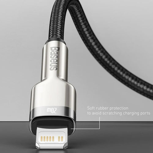 Cablu Baseus de date Cafule Series Metal (Catljk-01), Type-C to Lightning, 20W, 25cm, negru