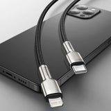 Cablu Baseus de date Cafule Series Metal (Catljk-01), Type-C to Lightning, 20W, 25cm, negru