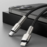 Cablu Baseus de date Cafule Series Metal (Catljk-01), Type-C to Lightning, 20W, 25cm, negru