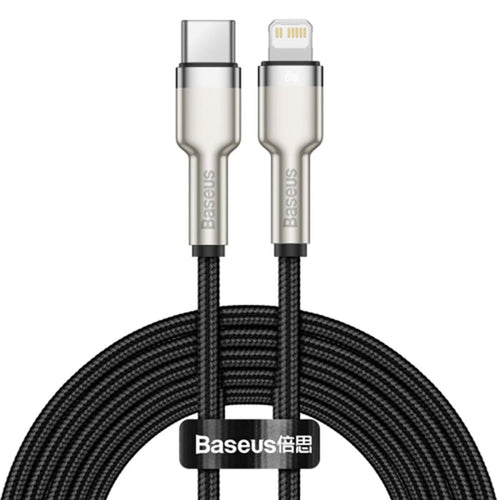 Cablu Baseus de date Cafule Series Metal (Catljk-01), Type-C to Lightning, 20W, 25cm, negru