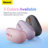 Mouse wireless Baseus Tri-Mode F01B (B01055503413-00), Bluetooth 5.0, 2.4G, 1600 DPI, roz