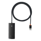 Hub USB Baseus Hub Adapter Lite Series (WKQX030101), USB to 4x USB3.0, Type-C, 1m, negru