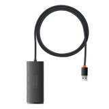 Hub USB Baseus Hub Adapter Lite Series (WKQX030201), USB to 4x USB3.0, Type-C, 2m, negru