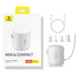Compresor Portabil Baseus Pocketgo (C11157700221-00), Portabil, Reincarcabil, Multifunctional, LED Light, 230l/min, 3.5kPa, Alb