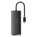 Hub USB Baseus Hub Adapter Lite Series (WKQX030301), Type-C to 4x USB 3.0, Type-C, 0.25m, negru