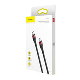 Cablu Baseus de date Cafule (Catklf-H91), Type-C to Type-C, Incarcare rapida, 60W, 20V, 3A, 2m, negru;rosu