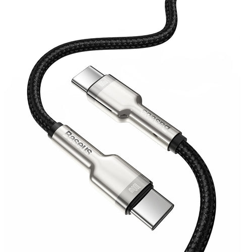 Cablu Baseus de date Cafule Series Metal (Catjk-C01), Type-C to Type-C, Super Incarcare rapida, 100W, 480Mbps, 20V, 5A, 1m, gri