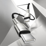 Cablu Baseus de date Cafule Series Metal (Catjk-C01), Type-C to Type-C, Super Incarcare rapida, 100W, 480Mbps, 20V, 5A, 1m, gri