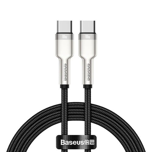 Cablu Baseus de date Cafule Series Metal (Catjk-C01), Type-C to Type-C, Super Incarcare rapida, 100W, 480Mbps, 20V, 5A, 1m, gri