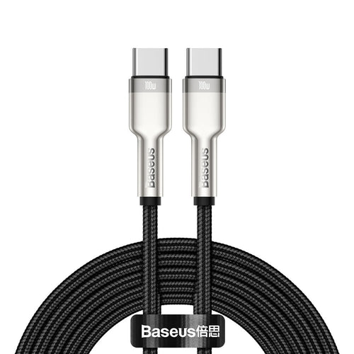 Cablu Baseus de date Cafule Series Metal (Catjk-D01), Type-C to Type-C, Super Incarcare rapida, 100W, 480Mbps, 20V, 5A, 2m, negru