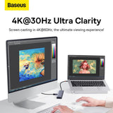 Hub USB Baseus Docking station UltraJoy (B00052809813-00), Type-C to HDMI, 4 x USB, 4K@30Hz, gri
