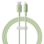 Cablu Baseus de date Habitat Series (P10360200631-01), USB to Lightning, 480Mbps, 2.4A, 2m, verde deschis