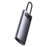 Hub USB Baseus Docking station Metal Gleam Series (WKWG070013), 4in1 Multifunctional Hub, Type-C to 4 x USB 3.0, Type-C, gri