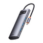 Hub USB Baseus Docking station Metal Gleam Series (WKWG070013), 4in1 Multifunctional Hub, Type-C to 4 x USB 3.0, Type-C, gri