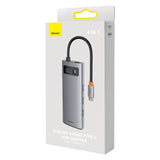 Hub USB Baseus Docking station Metal Gleam Series (WKWG070013), 4in1 Multifunctional Hub, Type-C to 4 x USB 3.0, Type-C, gri