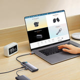 Hub USB Baseus Docking station Metal Gleam Series (WKWG070013), 4in1 Multifunctional Hub, Type-C to 4 x USB 3.0, Type-C, gri