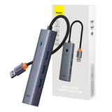 Hub USB Baseus Docking station UltraJoy Series (B0005280A813-01), USB to 3 x USB 3.0, RJ45, 100W, gri