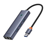 Hub USB Baseus Docking station UltraJoy Series (B0005280A813-01), USB to 3 x USB 3.0, RJ45, 100W, gri