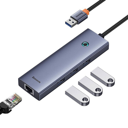 Hub USB Baseus Docking station UltraJoy Series (B0005280A813-01), USB to 3 x USB 3.0, RJ45, 100W, gri