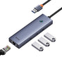 Hub USB Baseus Docking station UltraJoy Series (B0005280A813-01), USB to 3 x USB 3.0, RJ45, 100W, gri