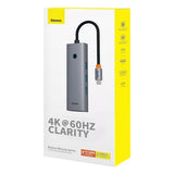 Hub USB Baseus Docking station UltraJoy (B00052807813-01), Type-C to HDMI, 4xUSB, Type-C, 4K@60Hz, gri