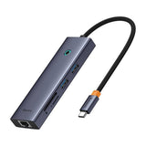 Hub USB Baseus UltraJoy (B00052805813-00), Type-C to HDMI, 2x USB, Type-C, RJ45, SD, TF, gri