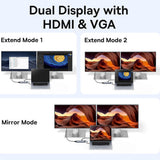 Hub USB Baseus Hub Metal Gleam (B00030709811-00), Type-C to HDMI 4K@60Hz, VGA, 4x USB, Type-C, RJ45, SD, TF, 3.5mm, gri