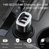 Incarcator auto Yesido Incarcator auto (Y46), 3x USB, 2.4A, Q.C3.0, Incarcare rapida, 42W, negru