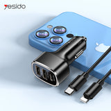 Incarcator auto Yesido Incarcator auto (Y47), Dual USB, Type-C, Incarcare rapida, 49W, Aliaj aluminiu, negru