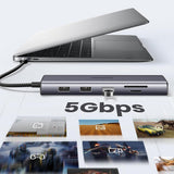 Hub USB UGREEN Docking station CM498 (15601), USB-C to Type-C, 3x USB, HDMI, RJ45, Jack 3.5mm, VGA, TF, SD Card, gri