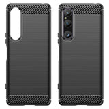 Husa pentru Sony Xperia 1 V, Techsuit Carbon Silicone, negru