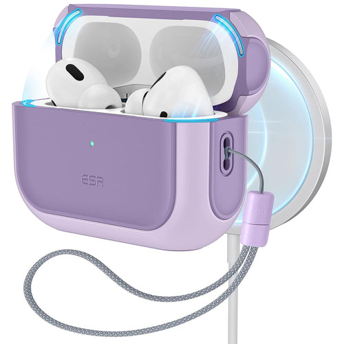 Husa casti pentru AirPods Pro 1/2, ESR, Orbit Hybrid Halolock Lavender, mov