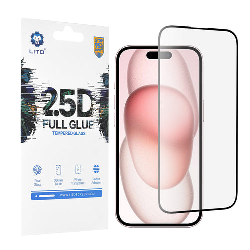 Folie de protectie pentru iPhone 15, Lito 2.5D FullGlue Glass
