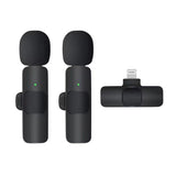 Microfon Techsuit (2 pack) Lavalier Wireless XtreamMic (LW1), cu Receiver, Lightning Connector, pentru iPhone Plug & Play, Collar Clip, negru