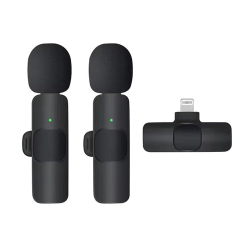 Microfon Techsuit (2 pack) Lavalier Wireless XtreamMic (LW1), cu Receiver, Lightning Connector, pentru iPhone Plug & Play, Collar Clip, negru